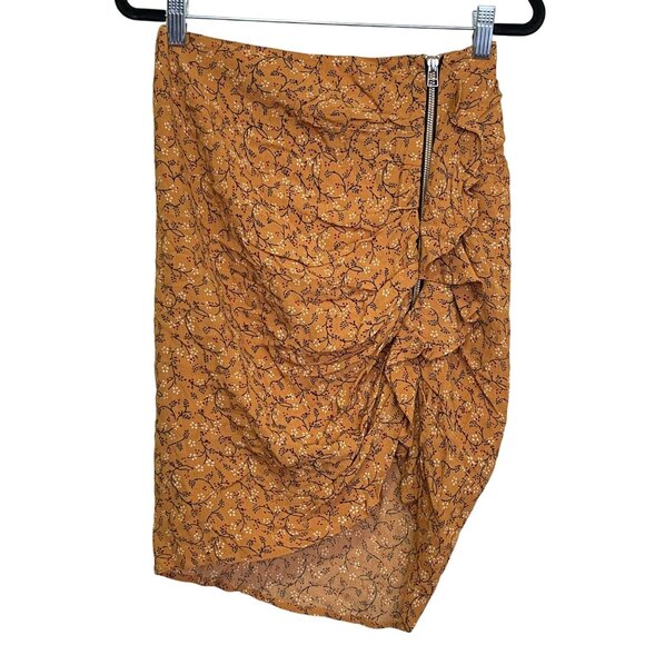 Veronica Beard Skirt $295 Spencer Floral Ruffle Zipper Yellow Size 0 NWT - Picture 3 of 8